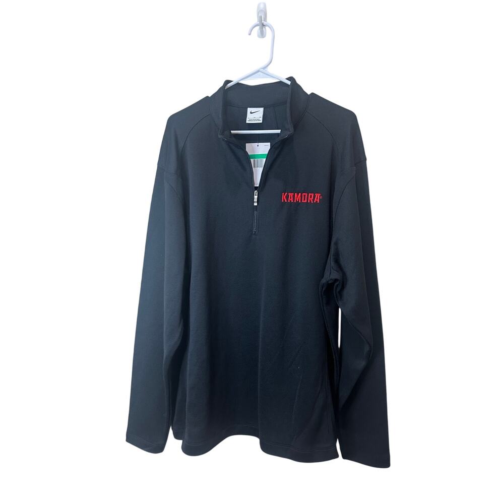 Nike Golf NWT Men’s Pullover 1/4 Zip Sz XL Black Cotton Blend Kamora Embroidery